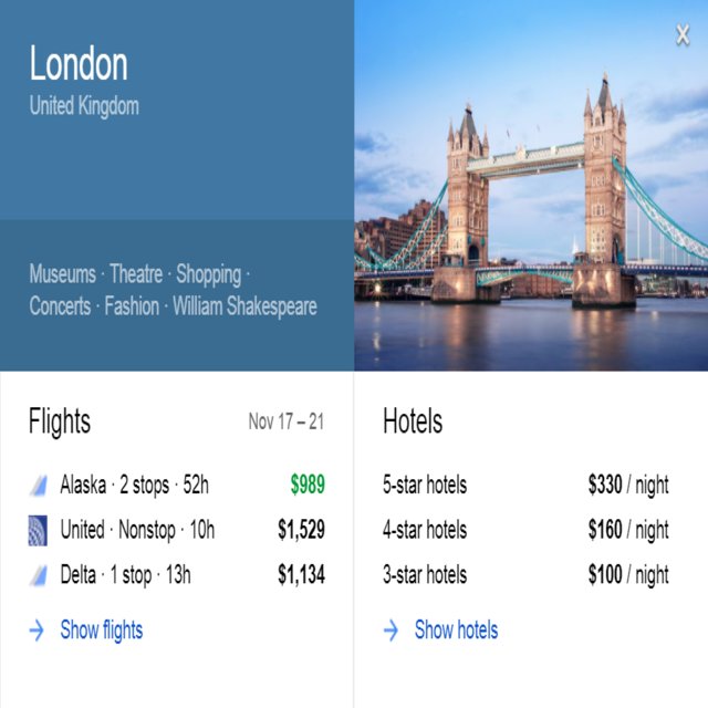 Google Flight to England London UK